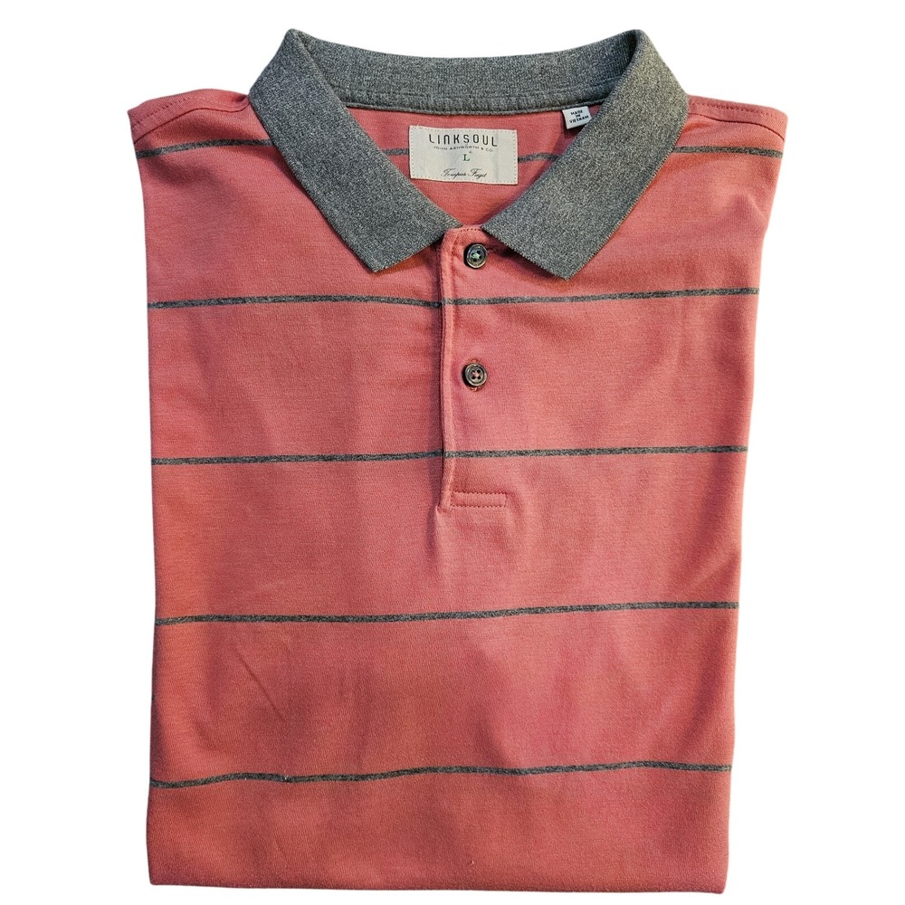 Linksoul John Ashworth Golf Polo Tempus Fugil Men's Size‎ L Luxury Cotton